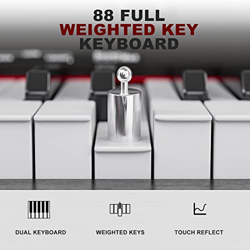 UMOMO 88 Weighted Key Digital Piano with Piano Bench, Hammer Action Electric Piano with Piano Stand, Headphone Jack, 3 Pedal, Full Size Electronic Piano Keyboard for Beginner, Adults, White