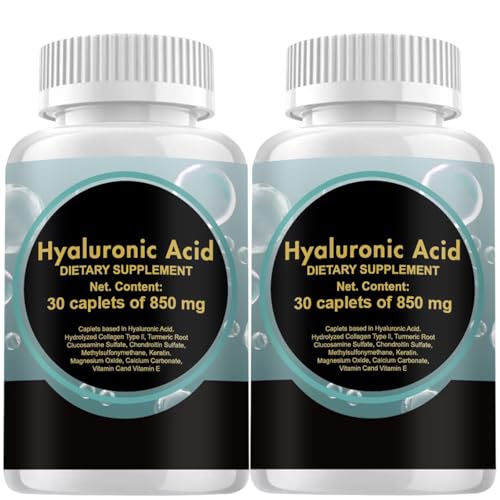 wuliao Hyaluronic Acid 850 mg – 60 Caplets | Hyaluronic Acid for Skin Hydration & Joint Support | 2 Pack of 30 Caplets | 60 Day Supply