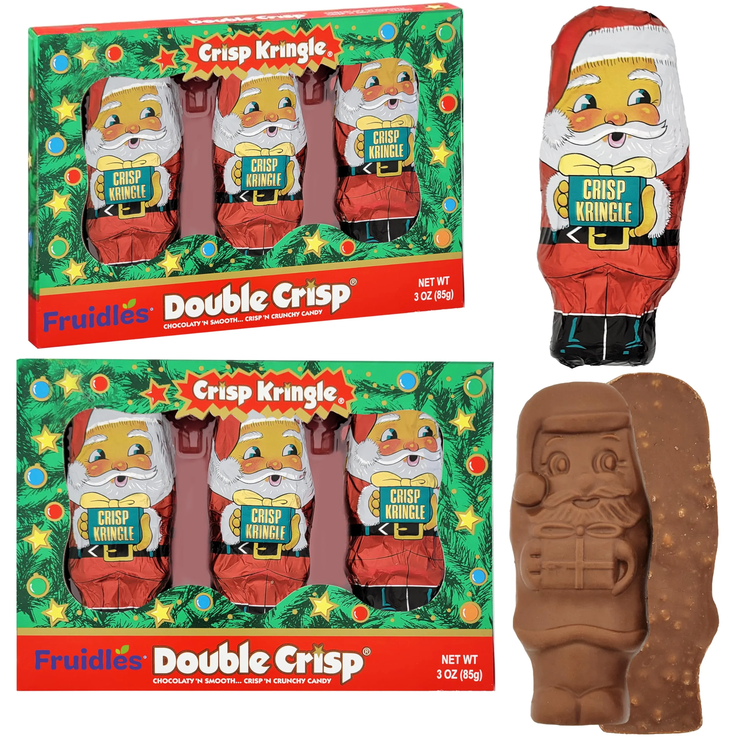 Christmas Milk Chocolate, Crisp Kringles Party Bag Fillers, Individually Wrapped Foils, Kosher Certified Dairy, Net. Wt. 3Oz (85G) (3-Pack)