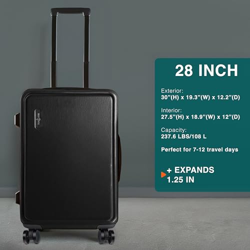 22 Inch Carry On Luggage 22x14x9 Airline Approved, Carry On Suitcase with Wheels, Hard-shell Carry-on Luggage, Durable Luggage Carry-On, Black Small Suitcase with Cosmetic Case