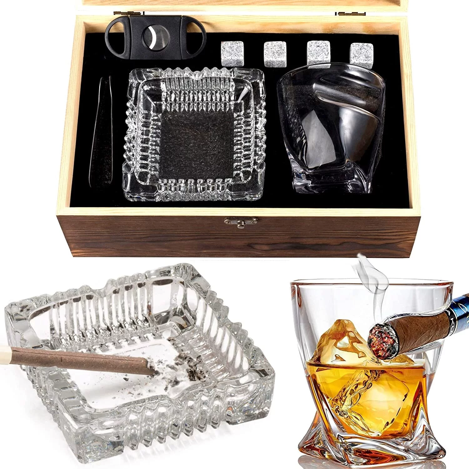Whiskey Glass Gift Set - Bourbon Whiskey Stones Gift Set