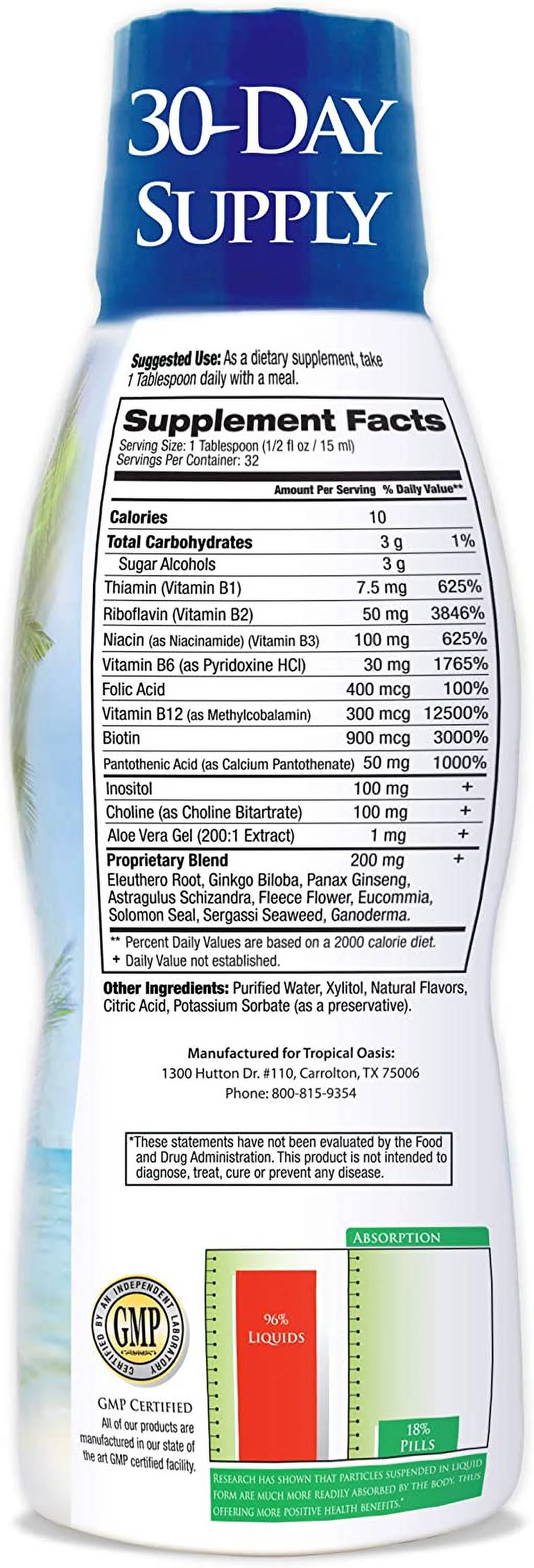 Tropical Oasis Premium Liquid B-Complex 16 fl oz Liq