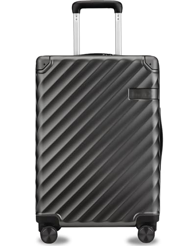 LUGGEX Luggage with Spinner Wheels, Polycarbonate Expandable Hard Shell Suitcase, Carry On 20 Inch, Charcoal Metallic