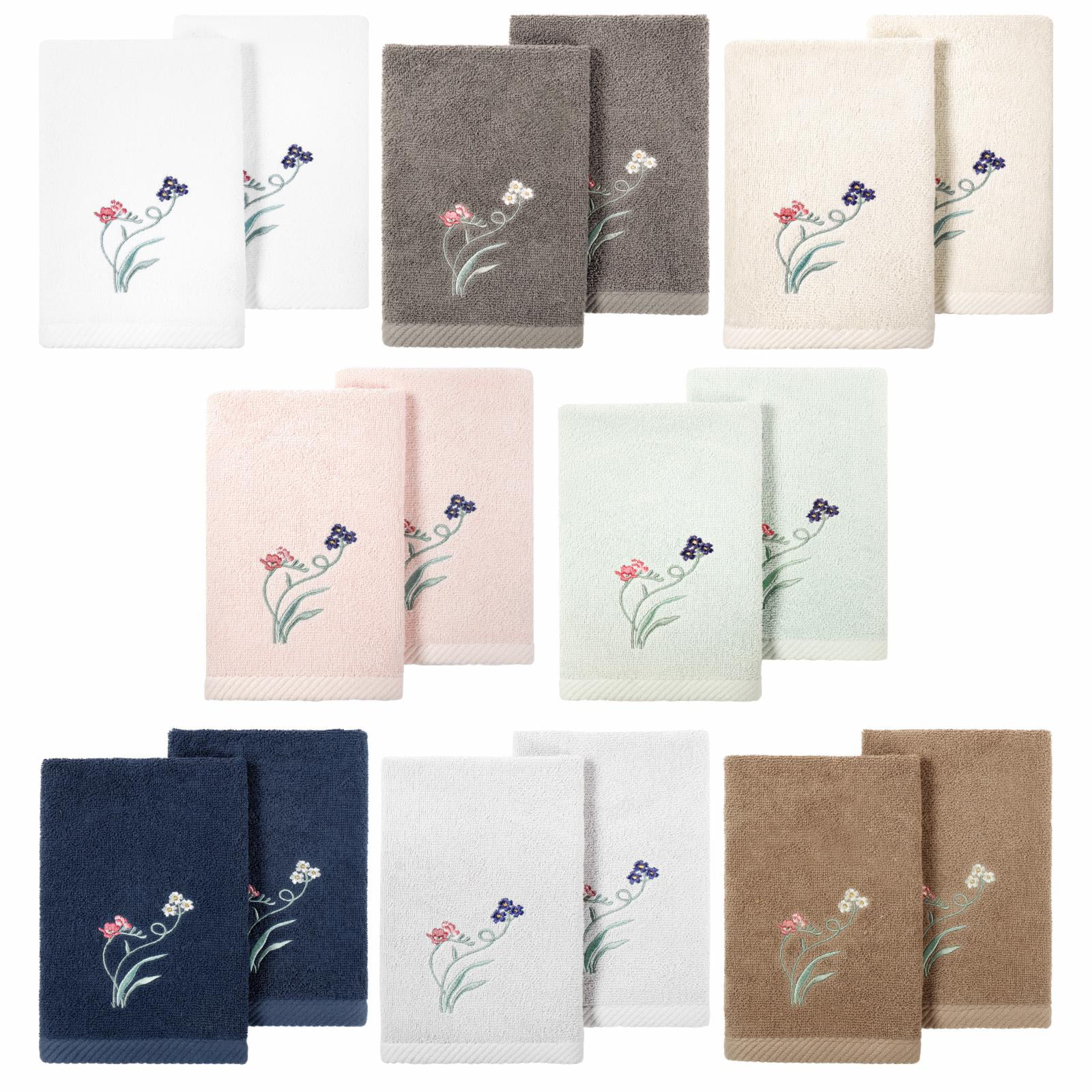 Linum Home Textiles 100% Turkish Cotton Stella 2PC Embellished Hand Towel Set