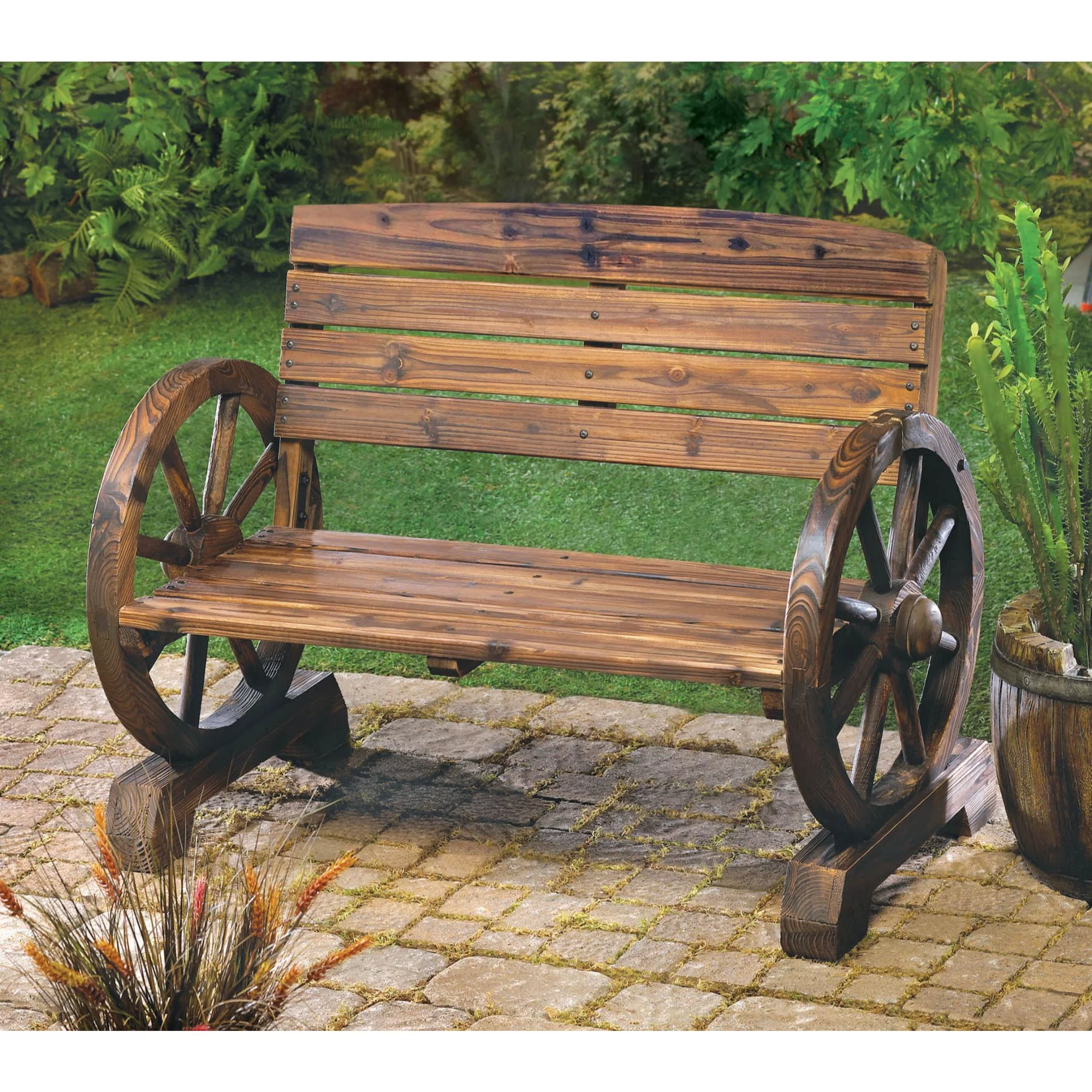 Zingz & Thingz Wagon Wheel Bench 42.25x21x31