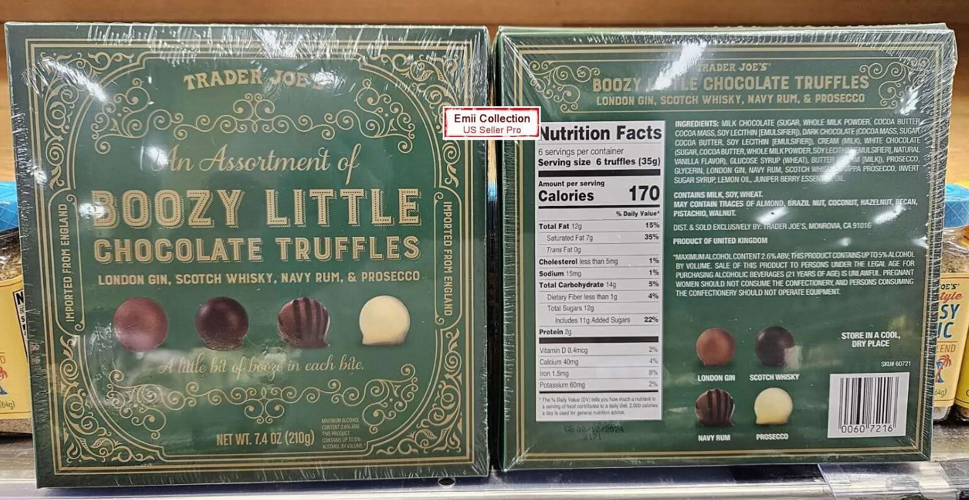 Trader Joe's An Assortment of BOOZY LITTLE Chocolate Truffles 7.4oz 210g (2 Boxes)