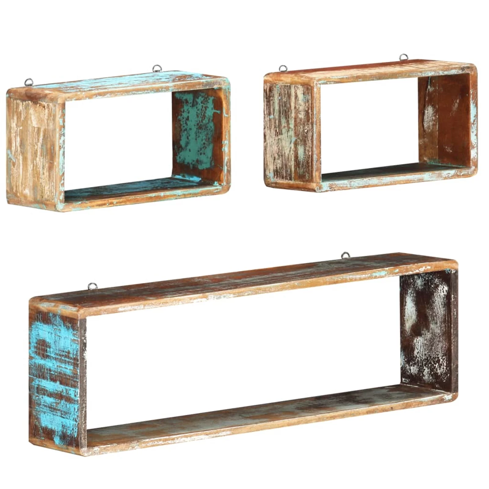 Irfora 3 Piece Wall Cube Shelf Set Solid Reclaimed Wood