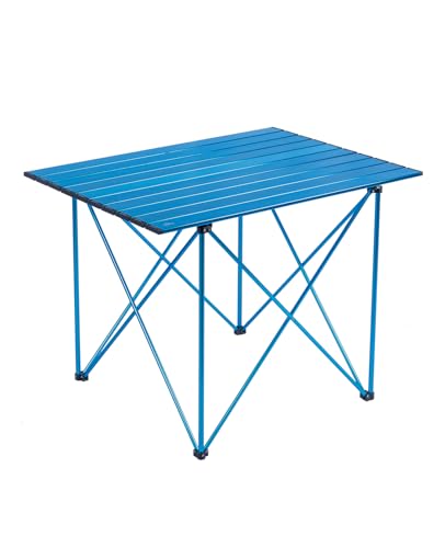 iClimb Ultralight Compact Camping Folding Table with Carry Bag (Blue - S)