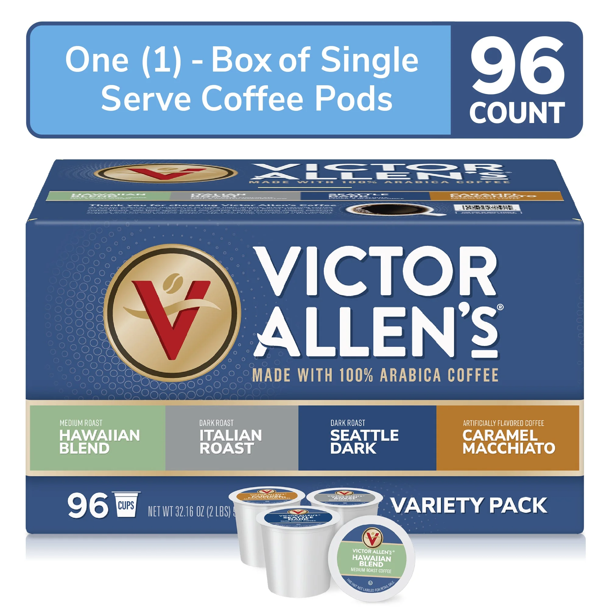 Victor Allen's Coffee Specialty Coffee Variety Pack, Medium-Dark Roast, 96 Count, Single Serve Coffee Pods for Keurig K-Cup Brewers