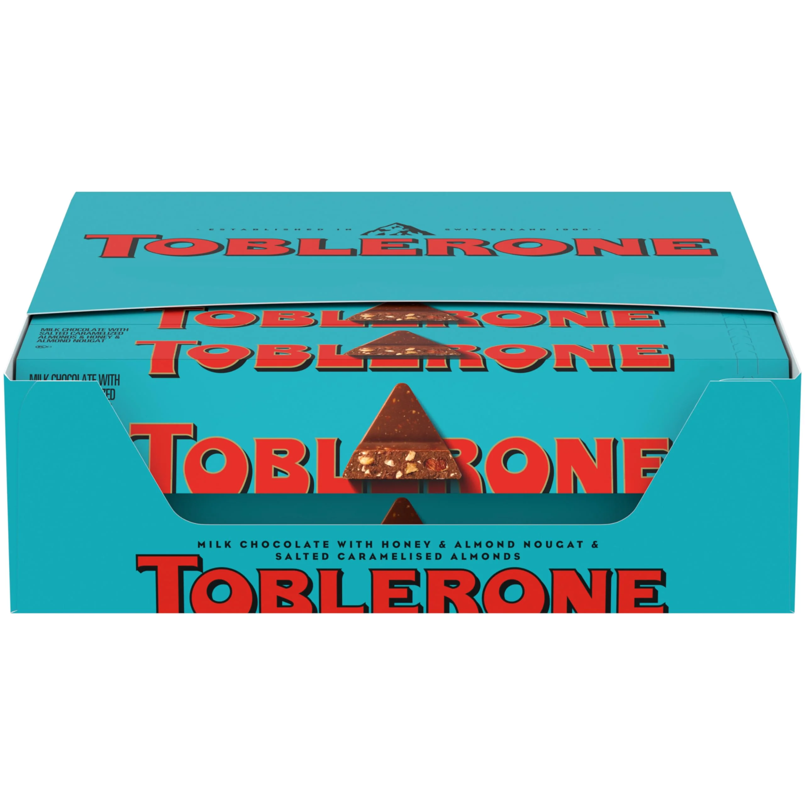Toblerone Milk Chocolate Bar With Salted Caramelized Almonds And Honey And Almond Nougat, 20 - 3.52 Oz Bars