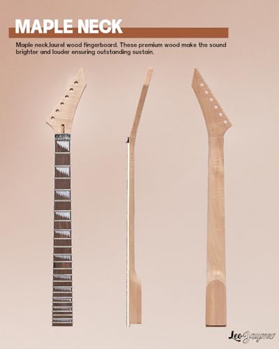 Leo Jaymz DIY Single Cut Electric Guitar Kits with Mahogany Body and Neck - Rosewood Fingerboard and All Components Included (LP Hollow)