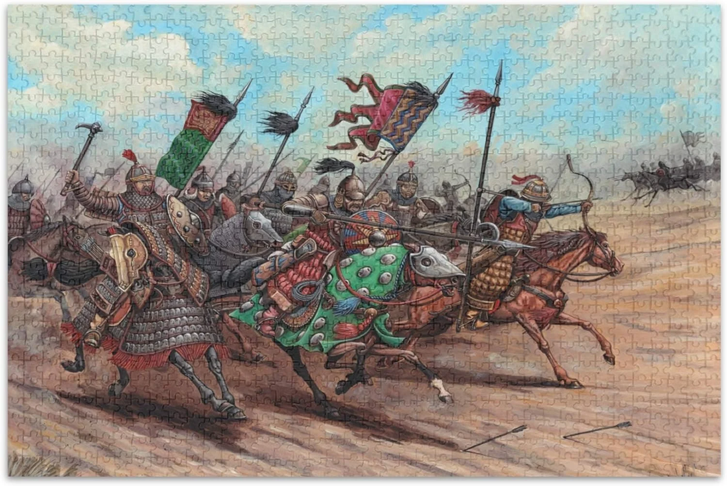 Mongol Attack Jigsaw Puzzle 500 Pieces for Adults Teens Kids, Fun Challenging Brain Exercise Family Game Creative Gift for Friends Parents Grandparents