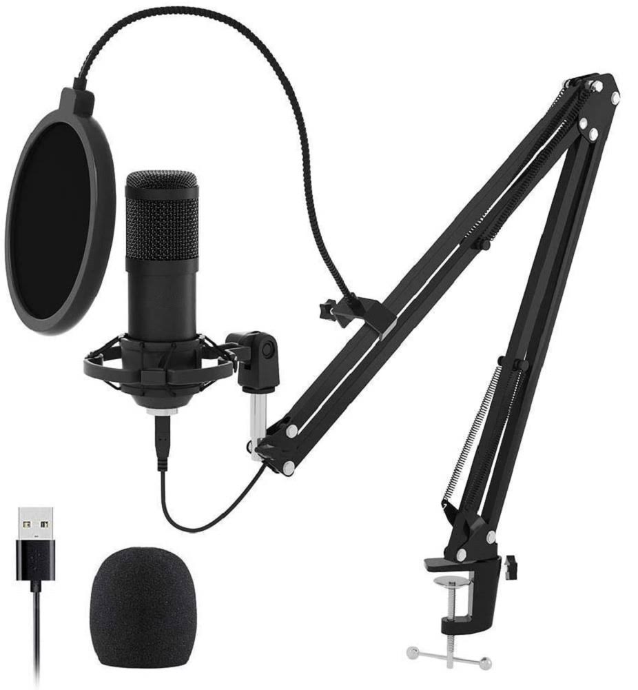 USB Streaming Podcast PC Microphone, Sudotack Professional 192KHZ/24Bit Studio Cardioid Condenser Mic Kit with Sound Card Boom Arm Shock Mount Pop