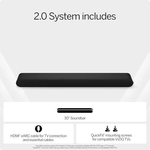 VIZIO 2.0 Soundbar w/Dolby Atmos & DTS:X, Bluetooth Speaker, QuickFit™ Compatible – SV200M-08 (New, 2024 Model)