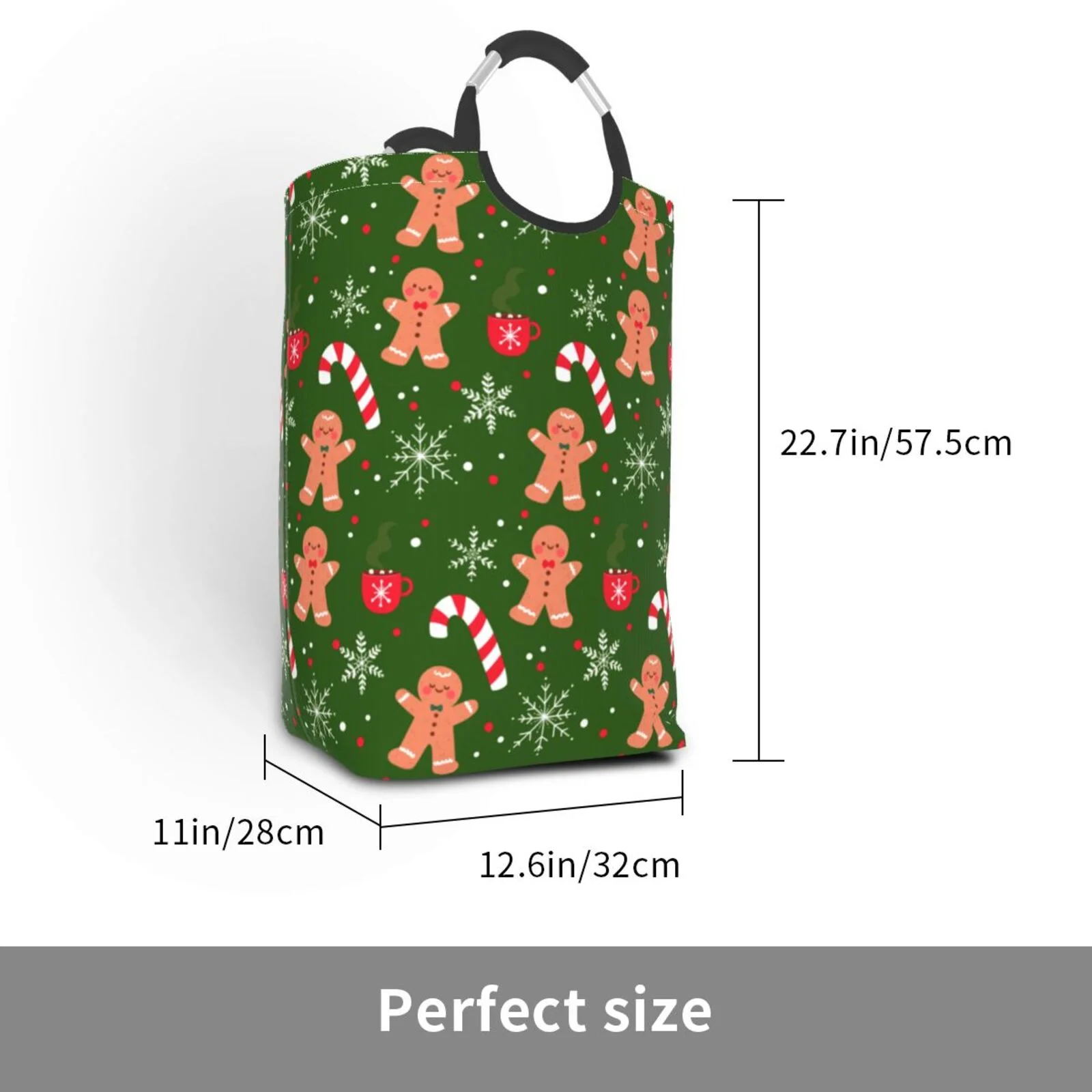 XMXT Collapsible Laundry Basket Hamper, Cartoon Santa Lollipop Man Large Laundry Bag Clothes Hamper with Aluminum Handle, 50L