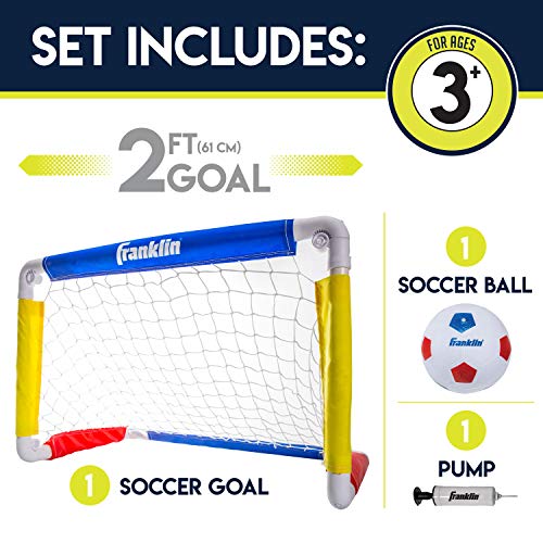 Franklin Sports Kids Mini Soccer Goal Set - Backyard/Indoor Mini Net and Ball Set with Pump - Portable Folding Youth Soccer Goal Set - 24