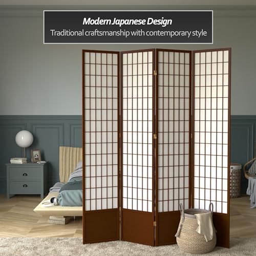 Red Lantern 7 ft. Tall Window Pane Shoji Screen-White-3 Panels Room Divider