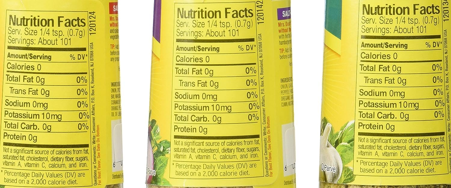 Mrs. Dash Combo All Natural, Salt-Free Seasoning Variety Pack 2.5 oz | 3 Flavors | Original, Onion & Herb, Garlic & Herb (ONDGO Packaging)