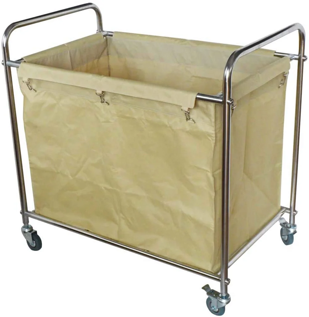 PreAsion Laundry Sorter Cart Trolley Removable Laundry Baskets Stainless Steel Frame Rolling Casters