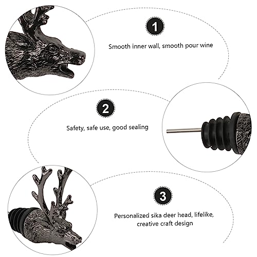 TIDTALEO Deer Head Elk Head Wine Pourer Stags Decorative Wine Pourer and Stopper Reusable Pourer Elk Pourer Aerator Metal Whiskey Stainless Steel Bottle Animal
