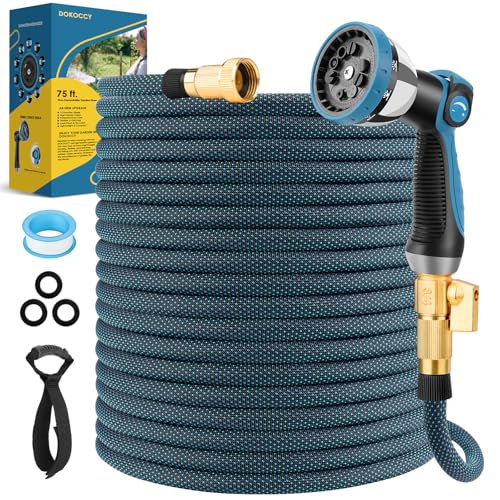 Non-Expanding Garden Hose 100 ft, Flexible Water Hose with 10 Function Spray Nozzle, Lightweight Hose Pipe, Leak-Proof, Durable, Kink-Resistant, 3/4 Inch Connector, Portable Storage Strap