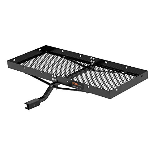 CURT 18110 48 x 20-Inch Tray Hitch Cargo Carrier, 300 lbs Capacity, 1-1/4, 2-In Adapter Shank, CARBIDE BLACK POWDER COAT