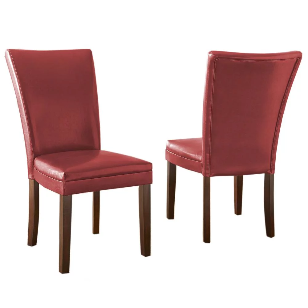 Hartford Parsons Chair in Red Leather with Dark Oak legs