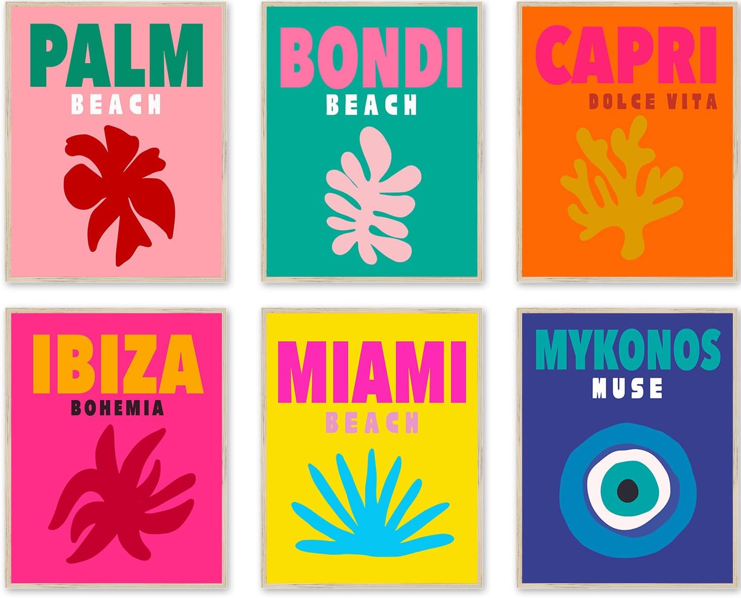 KBKBART Preppy Room Decor Aesthetic, Preppy Posters for Dorm Decor, Colorful Preppy Wall Art Travel Prints, Trendy Retro y2k Room Decor for Girls Teens Bedroom Apartment, Pink Pastels College Maximalist Decor(8