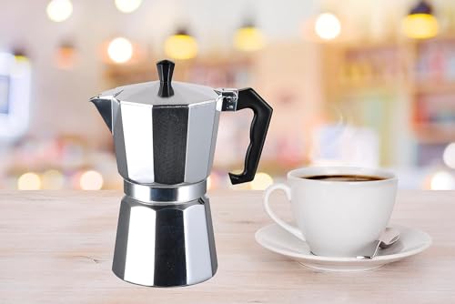 WOLEN Moka Pot Coffee Pots And Stovetop Espresso Maker,Italian Coffee Maker,Greca Coffee Maker, Cafeteras,Silver (3 Cup)