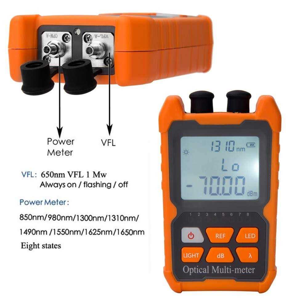 D YEDEMC Fiber Optic Cable Tester Portable Optical Fiber Power Meter FC/SC/ST Universal Interface Fiber Tester Built-in 2Mw Visual Fault Locator