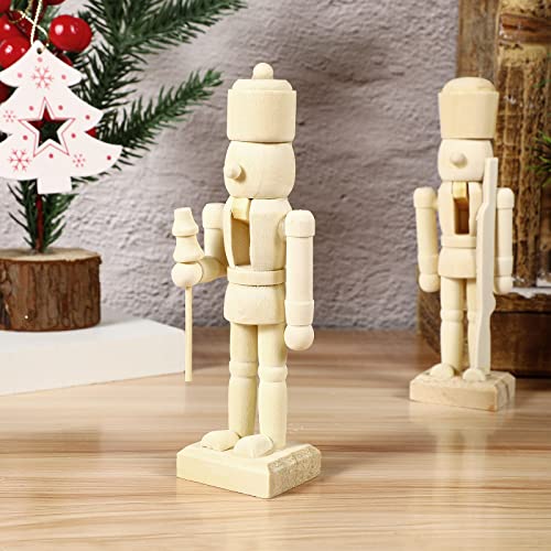 Christmas Wooden Nutcrackers Unpainted Nutcracker 12Pcs Christmas Unfinished Nutcracker Figures DIY Nutcracker Blank Nutcracker