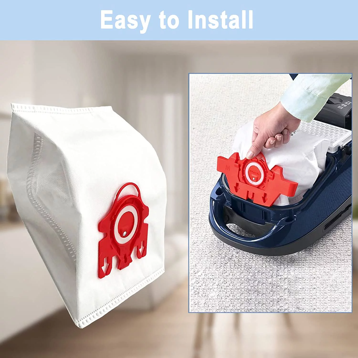 12 Pack AirClean 3D FJM Vacuum Cleaner Bags Replacement Compatible with Miele Compact C2 Complete C1 Compact C1 S246-S256i, S300,S500 S700, S4000 and S6000 Series canister vacuums,Part # 10123220