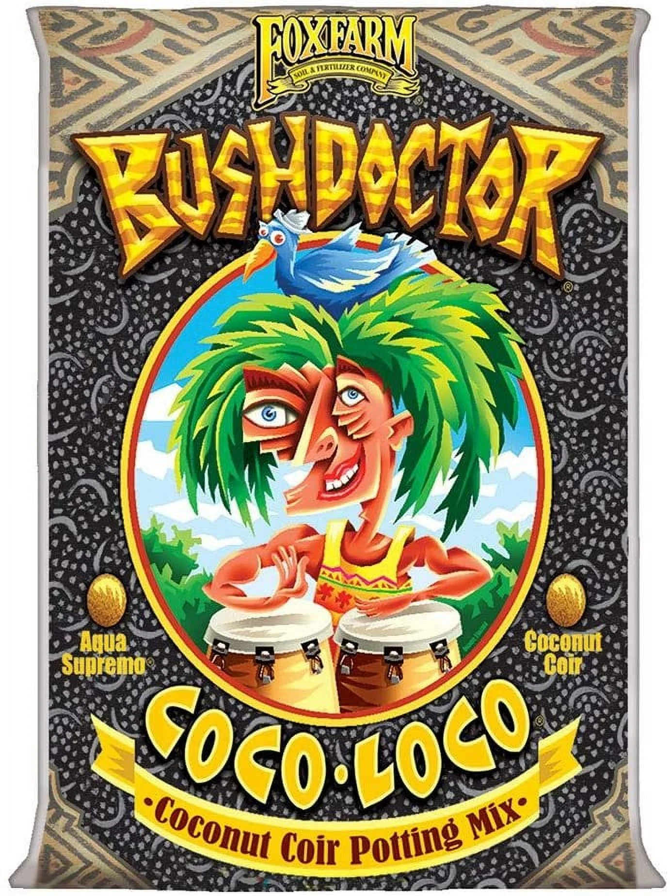 FoxFarm FX14100 Bush Doctor Coco Loco Plant Garden Indoor/Outdoor Coconut Coir Potting Soil Mix for Plants, 2 Cubic Ft, 6 Pack
