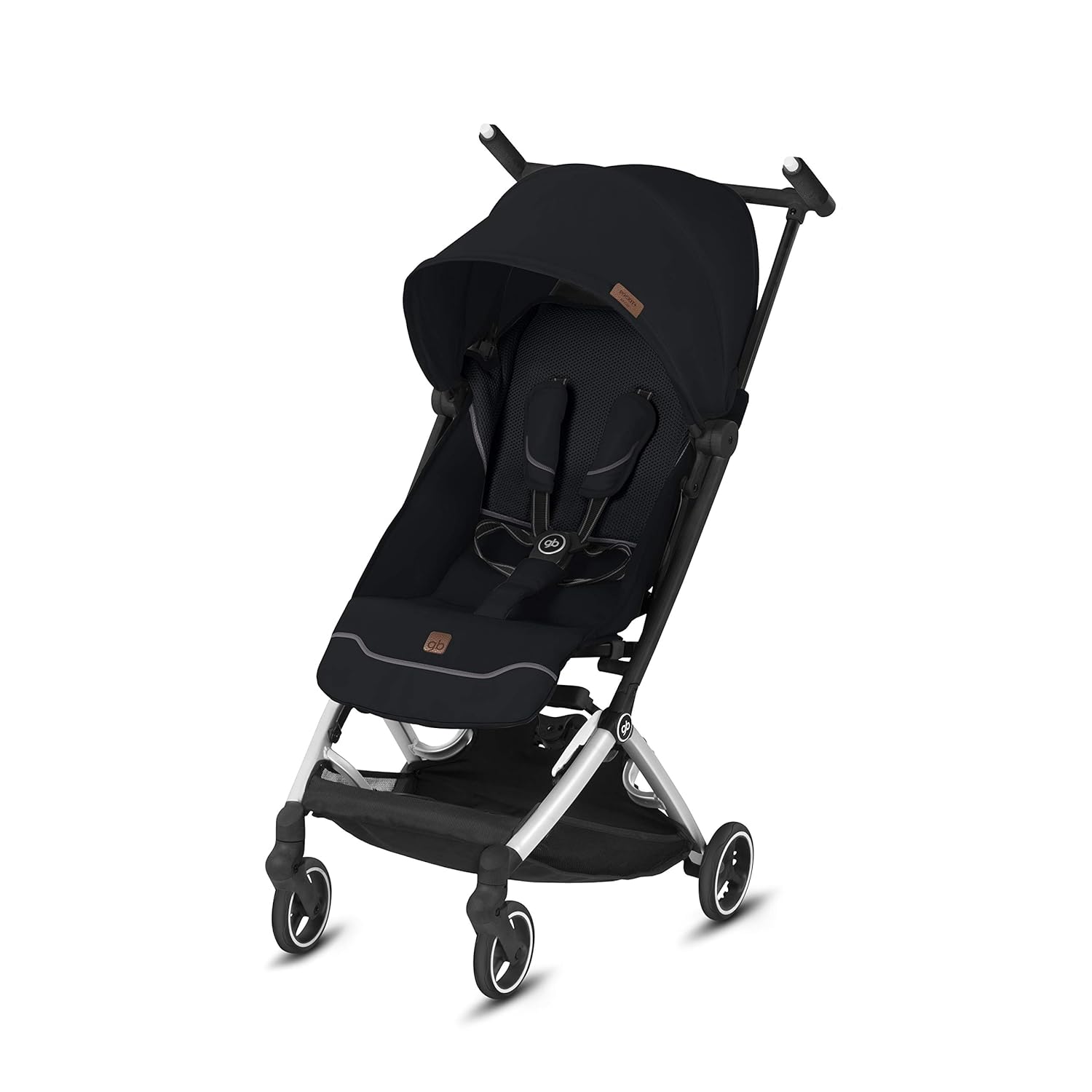 gb Pockit+ All-Terrain, Ultra Compact Lightweight Travel Stroller with Canopy and Reclining Seat in Velvet Black
