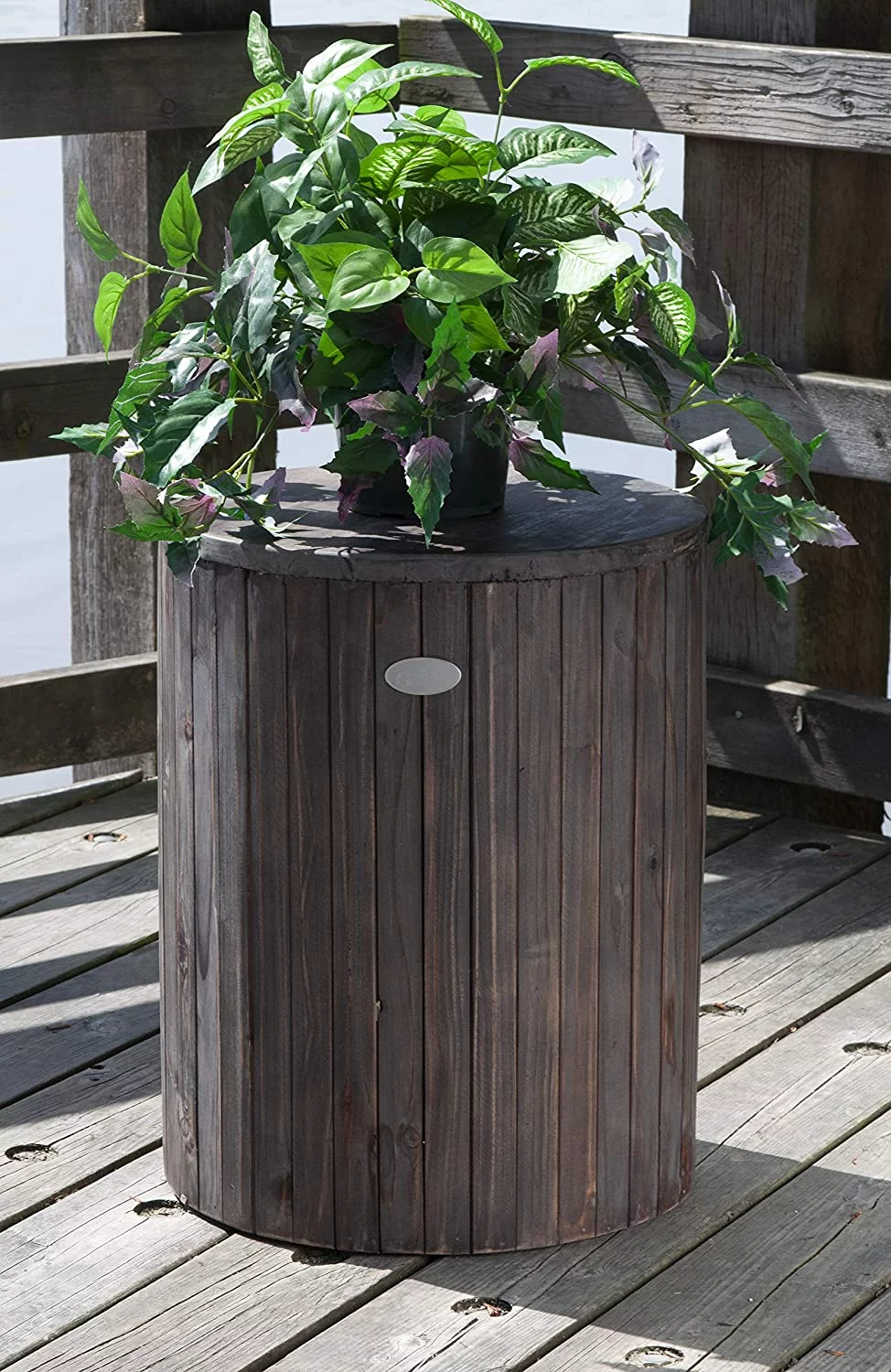 Grapevine PL12094u-BR Michael Recycled Wood Stool End Table, Cacao Brown