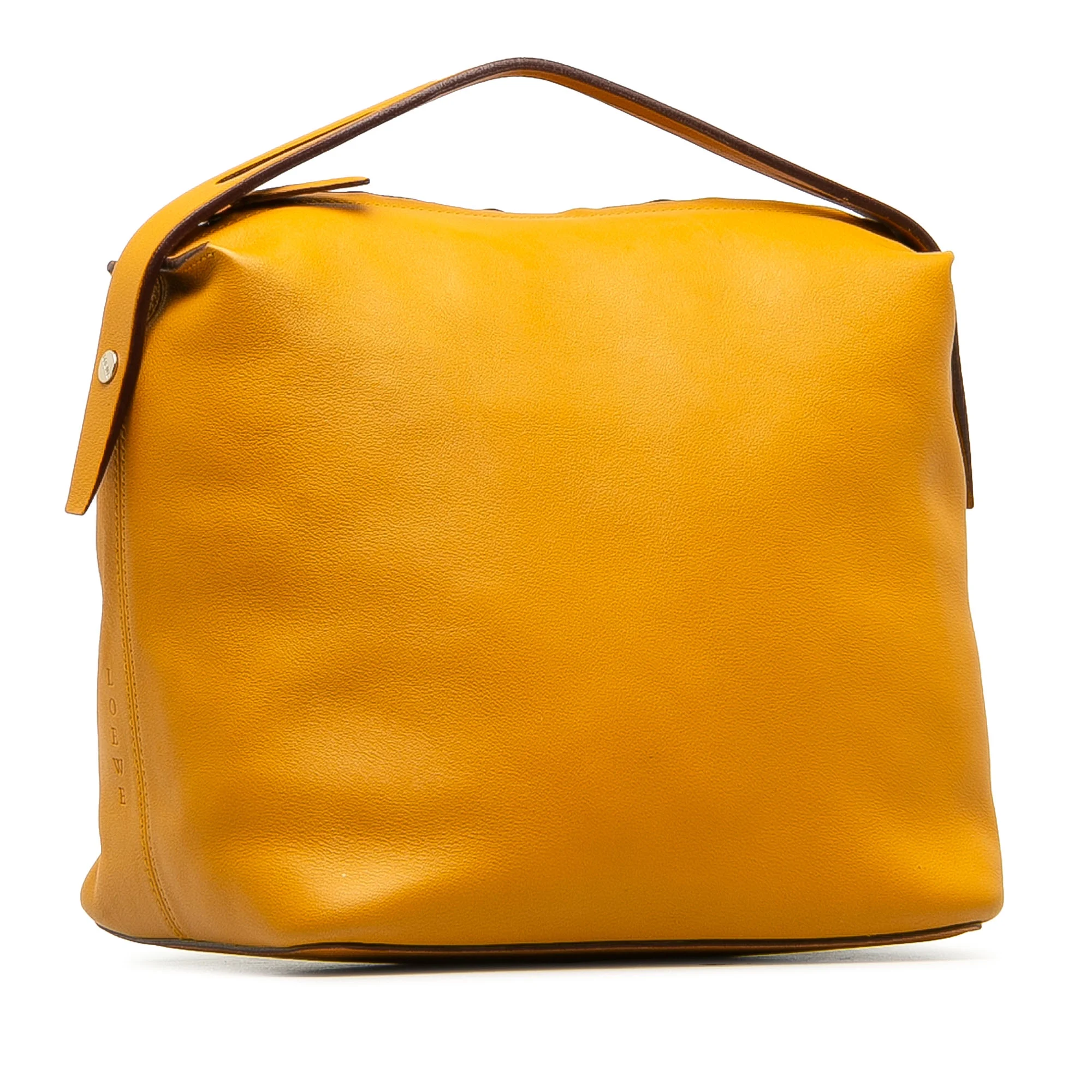 Pre-Owned Authenticated Loewe Handbag Calf Leather Yellow Top HandleBag Unisex (Good)