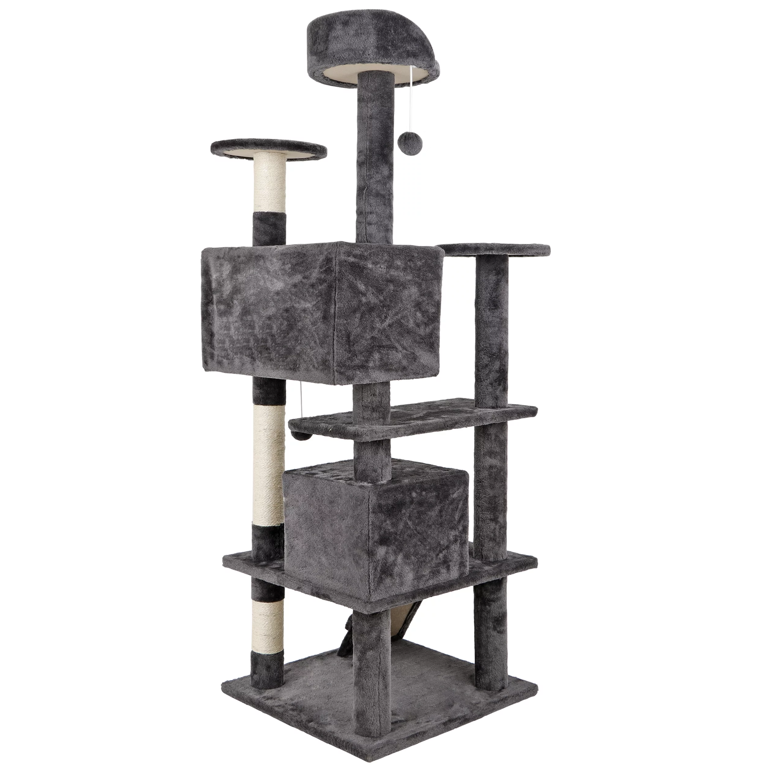 HomGarden 53'' Cat Tree Cat Tower Condo W/Scratching Posts, Kitten Play House Dark Gray