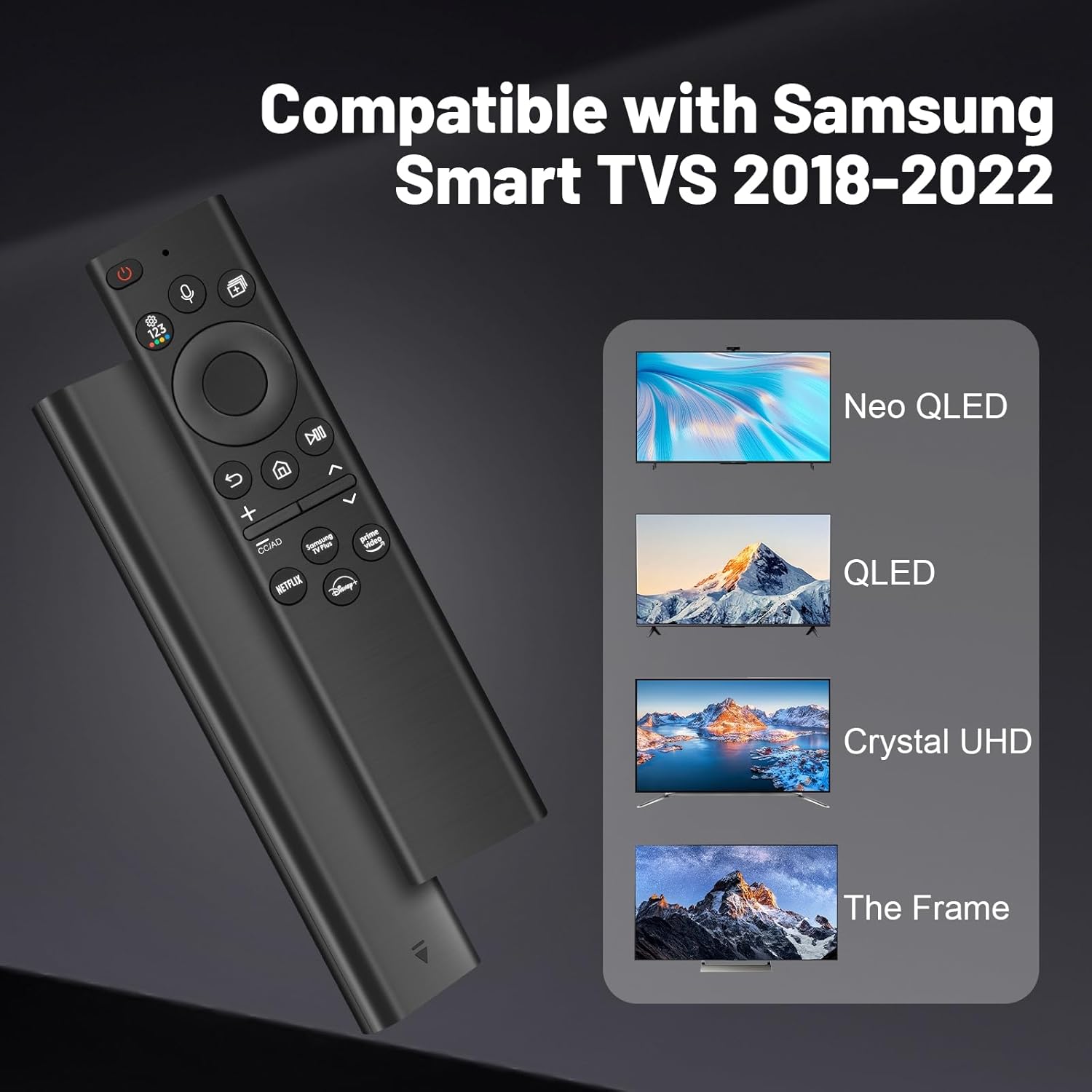 Replacement Voice Remote for Samsung Smart TVs, for Samsung-TV-Remote,Compatible with 2022 BN59-01385A(no Solar), for Samsung Crystal UHD QLED Curved 4K 8K Smart TVs(2020/2021)