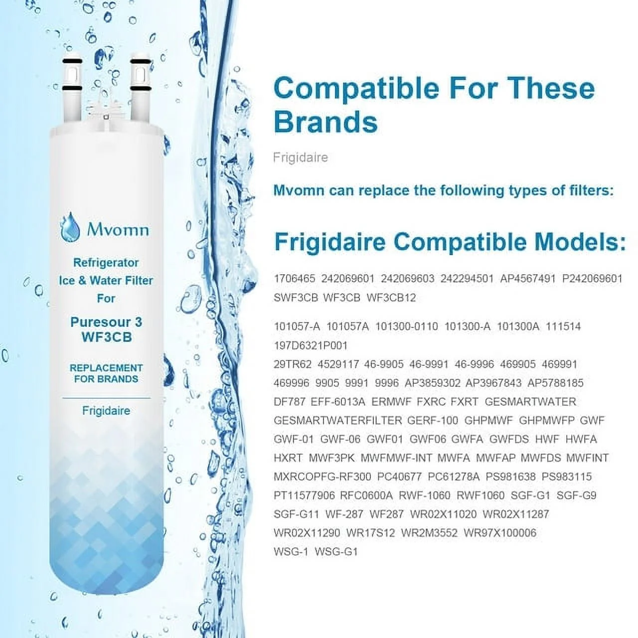 2Pack Movmn Brand Water and Ice Filters compatible with Frigidaire® WF3CB ZWFE2-RF300