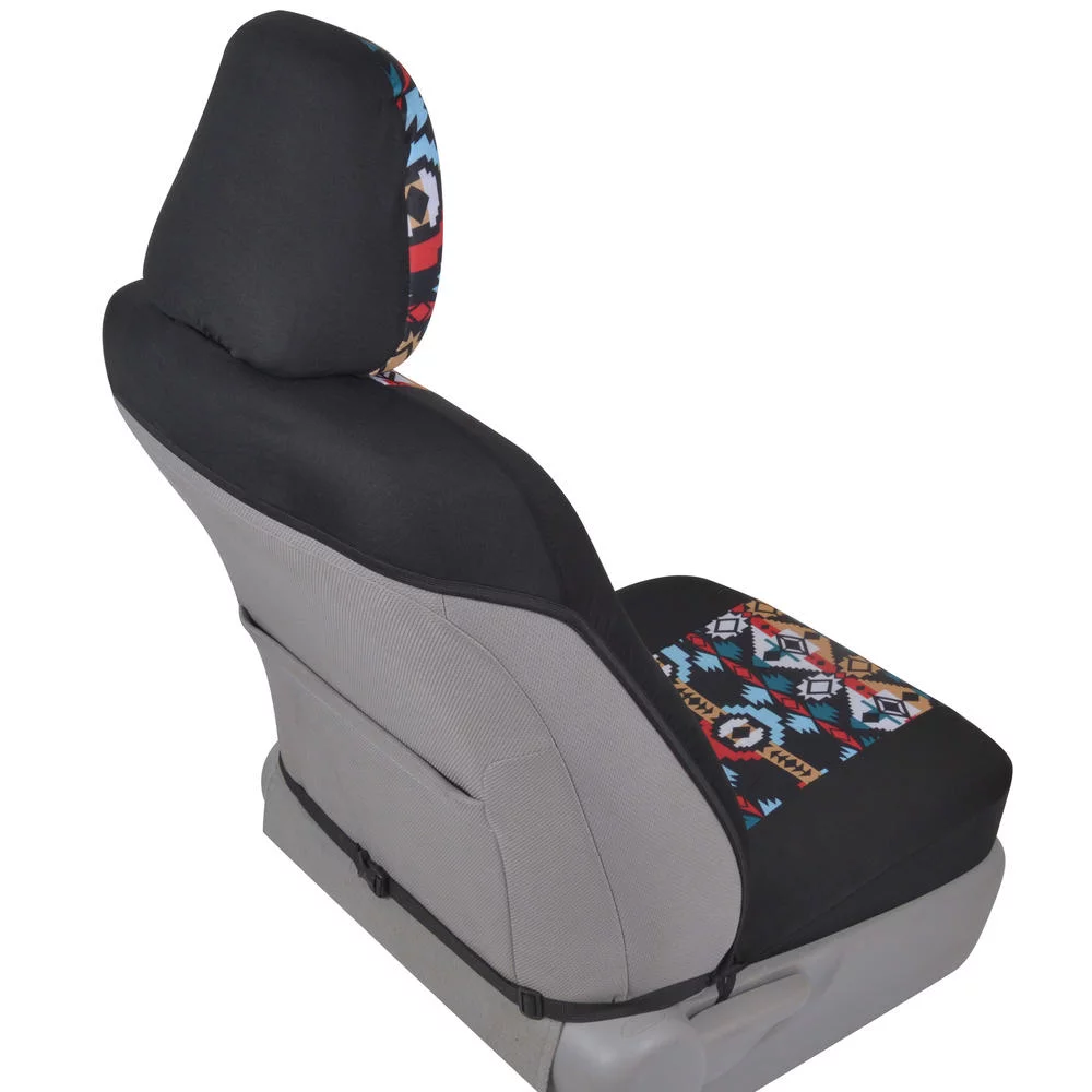 BDK Two Tone Pattern Car Seat Covers - Sideless Chic Style - Soft & Flexible Polyester (Aztec Pattern)