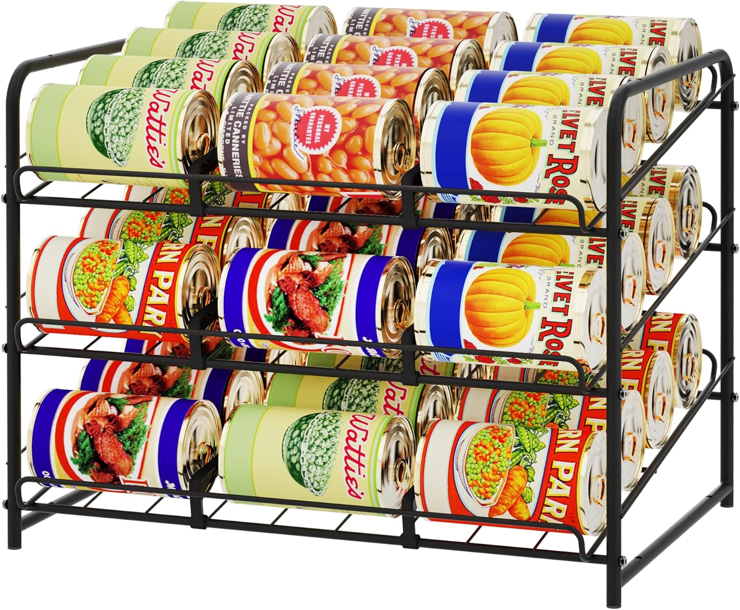 2 Pack Simple Trending Can Rack Organizer, Stackable Can Storage Dispenser Holds up to 72 Cans for Kitchen Cabinet or Pantry, Chrome