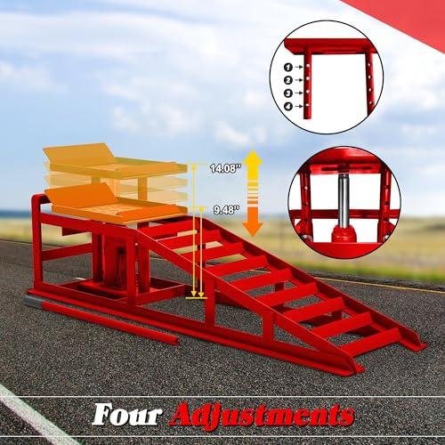 2 Pack Hydraulic Car Ramps 5T 10000lbs Low Profile Car Lift Service Ramps Truck Trailer Garage,Height Hydraulic Vehicle Ramps