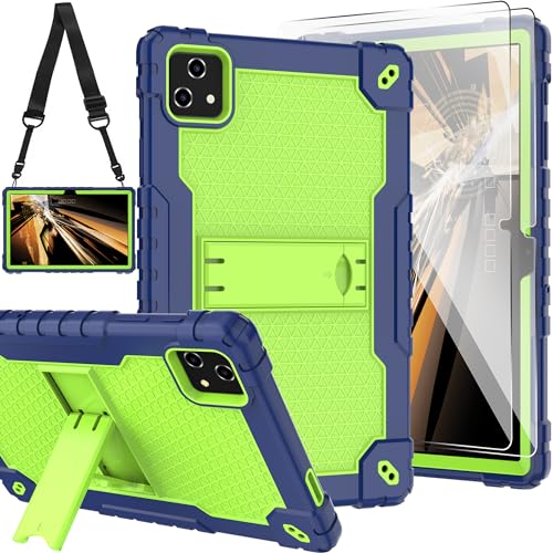 for T-Mobile Revvl Tab 5G Tablet 10.36 inch 2023 Released Case Built in Kickstand Hybrid Case Hard Back Case Come with Tempered Glass/Shoulder Strap for T-Mobile Revvl 2023 (Red+Black/2 Pcs)