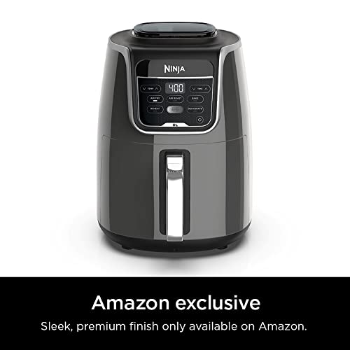 Ninja Air Fryer, Roast, Bake, Air Fry, Roast, Broil, Reheats, & Dehydrates, 4-in-1, Fries, Frozen Food, Veggies, and Juicy Meat, Less Oil, Easy Meals, Healthy Meals, Compact, 4 QT, Grey, AF101