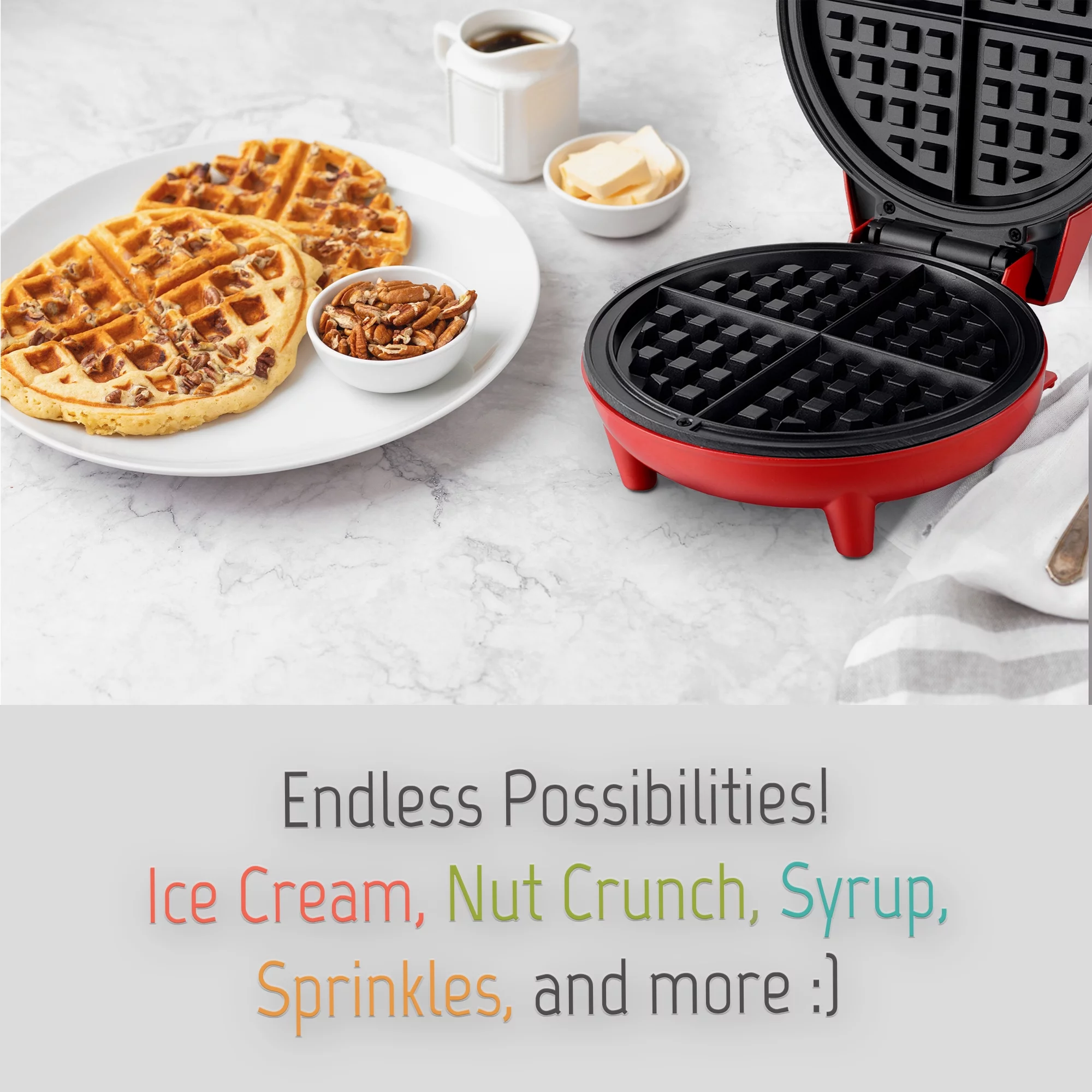 Courant Waffle Maker 7-inch Round Waffles in Less Then 5 minutes Delicious Belgian Waffles, Nonstick, Durable