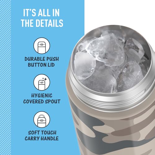 THERMOS FUNTAINER 16 Ounce Stainless Steel Vacuum Insulated Bottle with Wide Spout Lid, Apricot