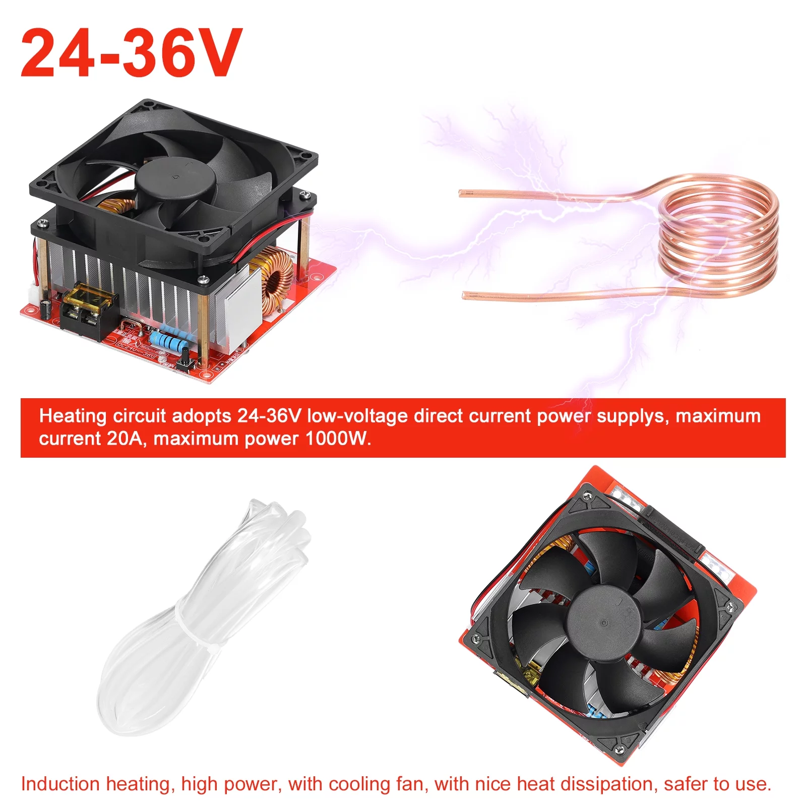 Andoer High-Quality ZVS Induction Heating Board Module DIY Small Parts Hardening and Annealing Copper Tube Included