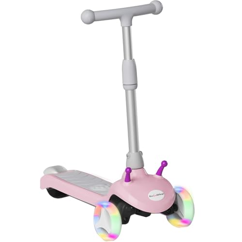Electric Scooter for Kids Ages 3-8, Kids Electric Scooter, 3 Wheel Toddler Scooters with Flash Wheels and Widen Anti-Slip Deck, 3 Adjustable Height, 5 MPH Safe Speed, Gift for Boys and Girls