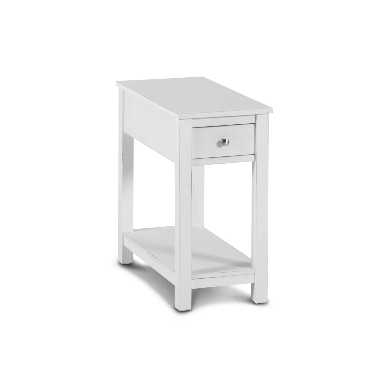 Nili 24 Inch Side End Table, Crisp White Finish, Single Drawer and Shelf- Saltoro Sherpi