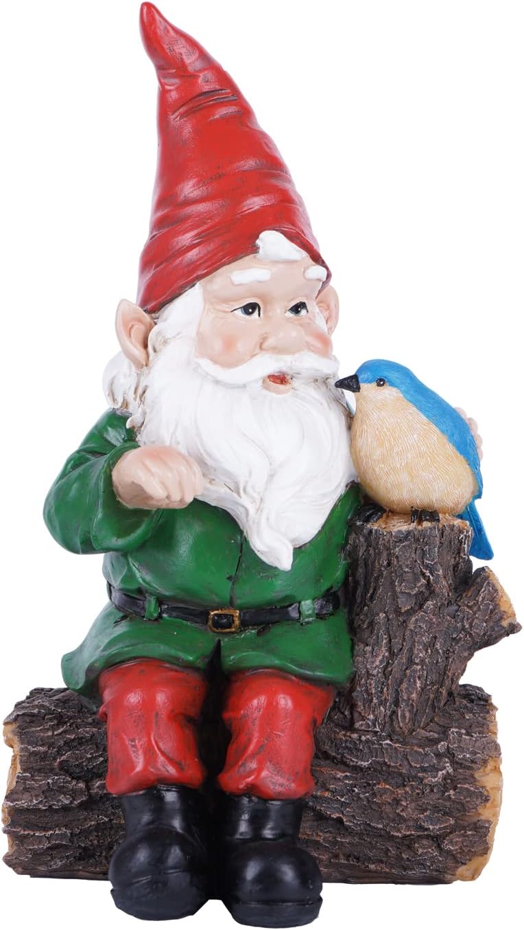 TZSSP Outdoor Gnome Statue Decoration Garden Statue Hand-painted Statue with Bird Statue for Patio,Lawn,Garden Decoration
